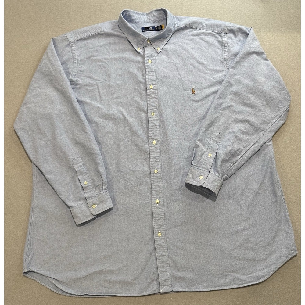 Polo Ralph Lauren Button Down Shirt Mens 4XLT Big & Tall Blue Long Sleeve Cotton